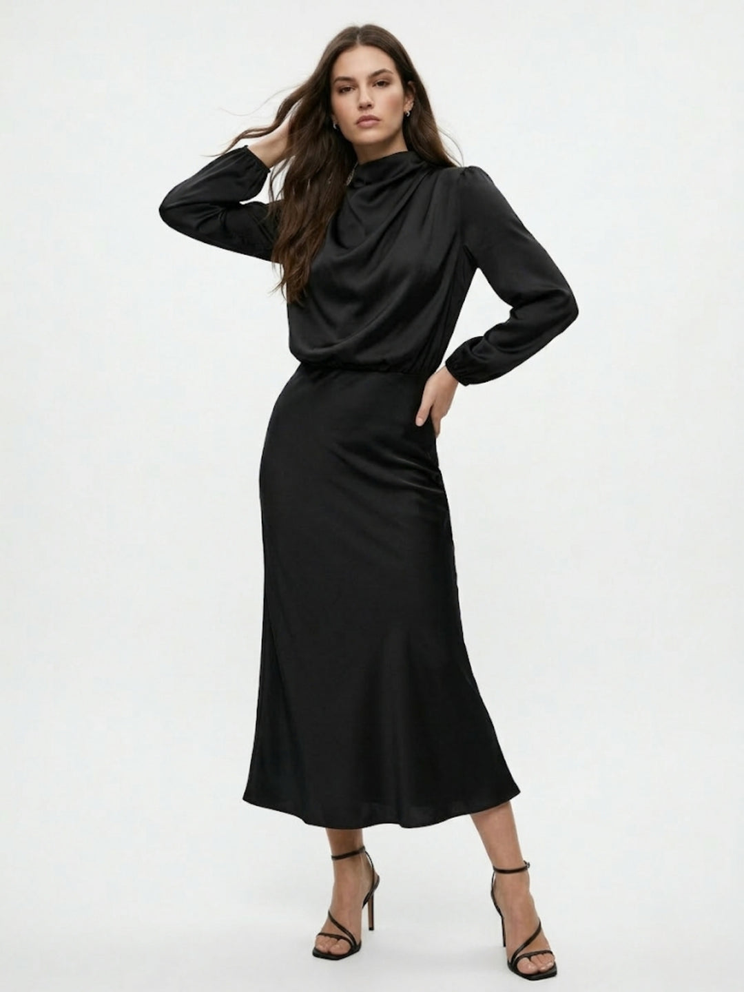 Black Mock Neck Full Sleeve Dress