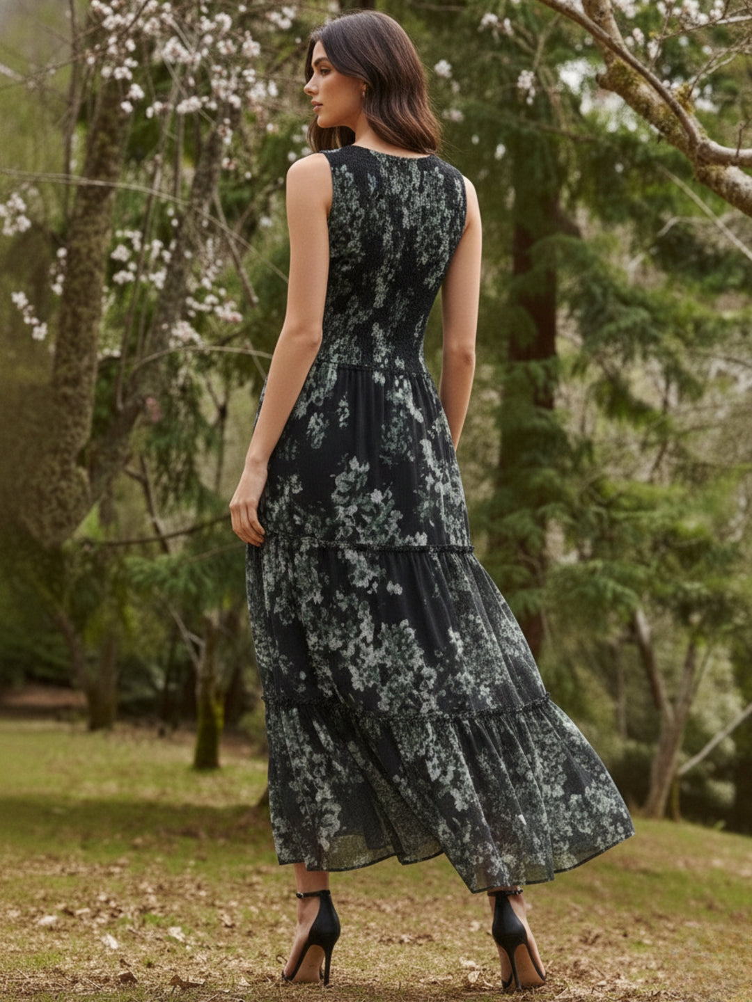 Blue Printed maxi dress