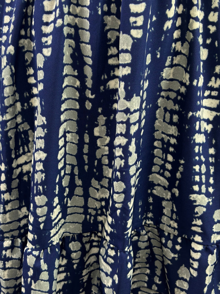 Blue Full Sleeves Abstract Printed Dress