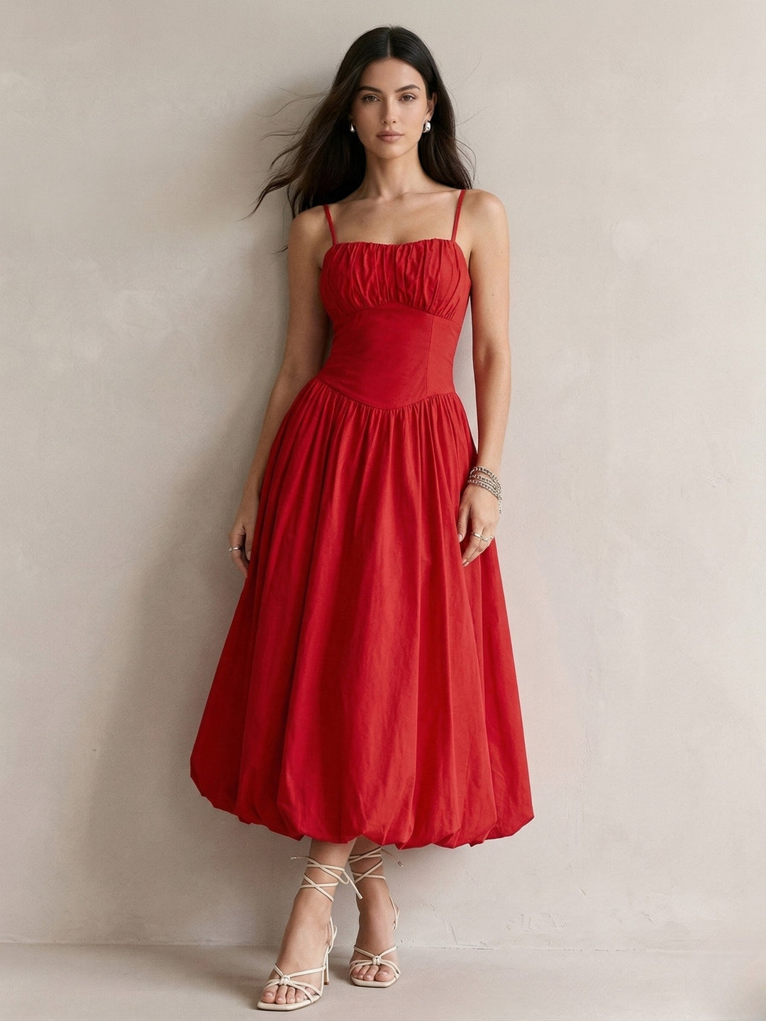 Red Spaghetti Strap Corset Style Dress