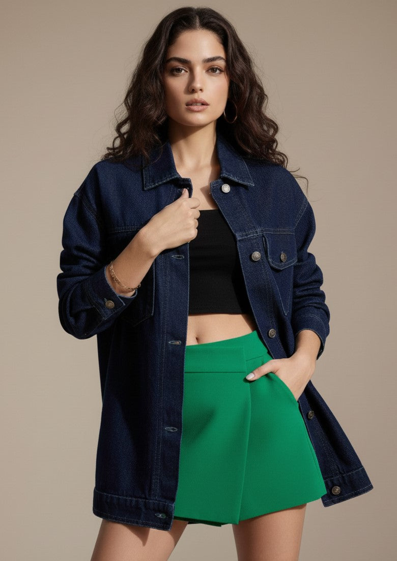 Navy Blue Full Sleeve Back Design Jacket