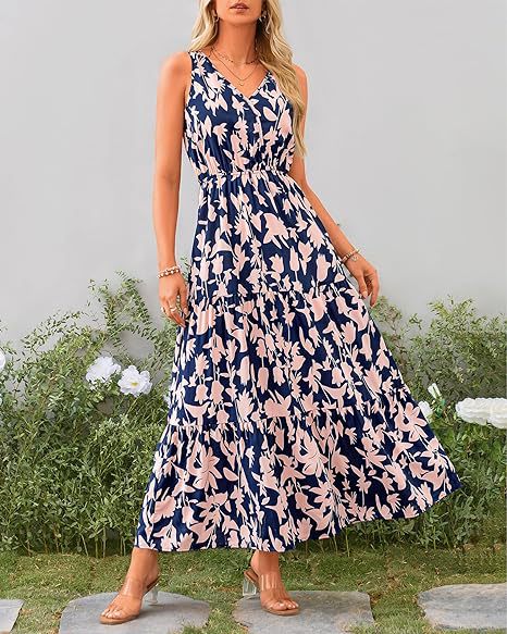 Multi V Neck Printed Cinched Waist Dress