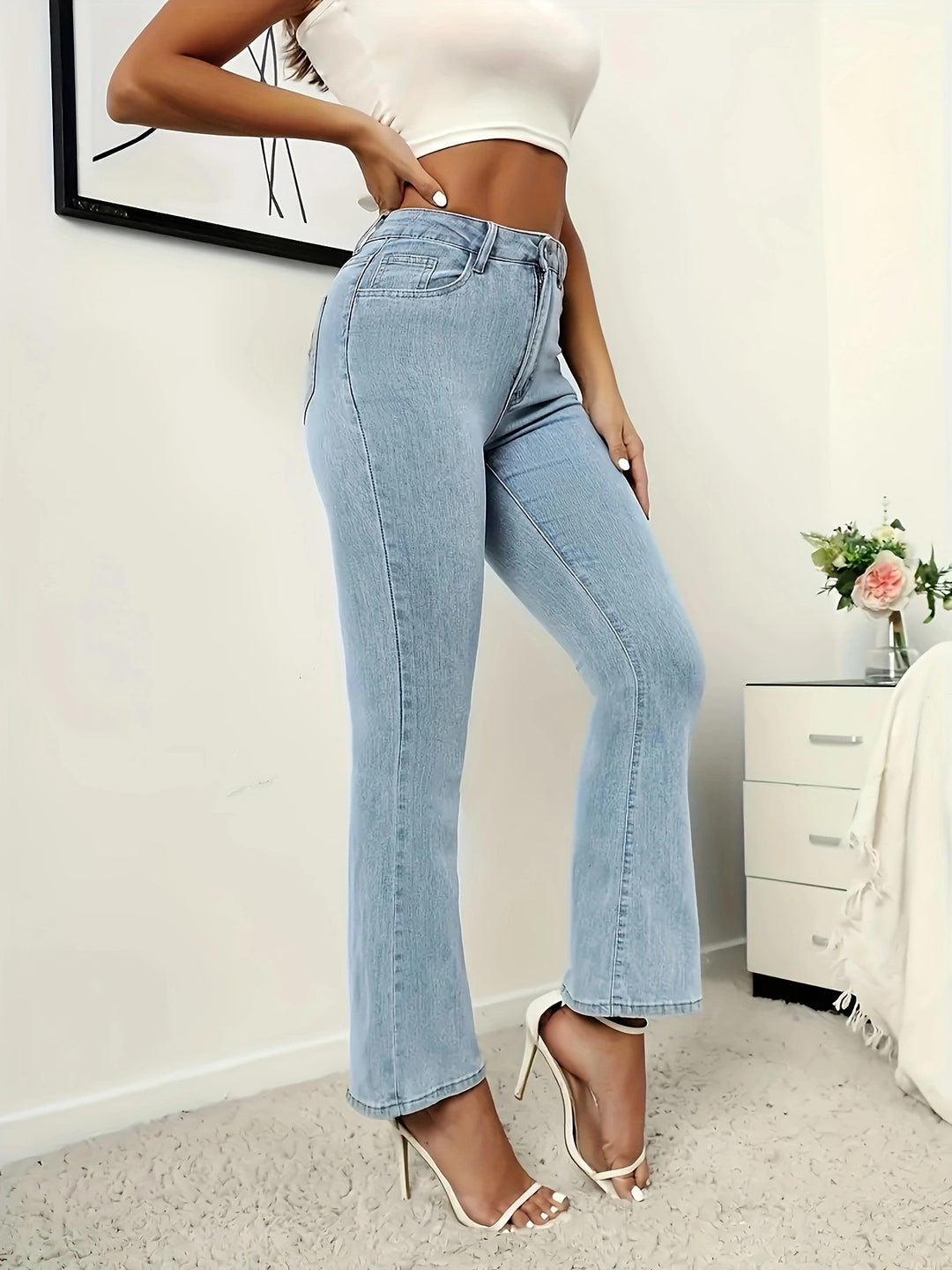 Light Blue Embroidered Detailed Pocket Jeans