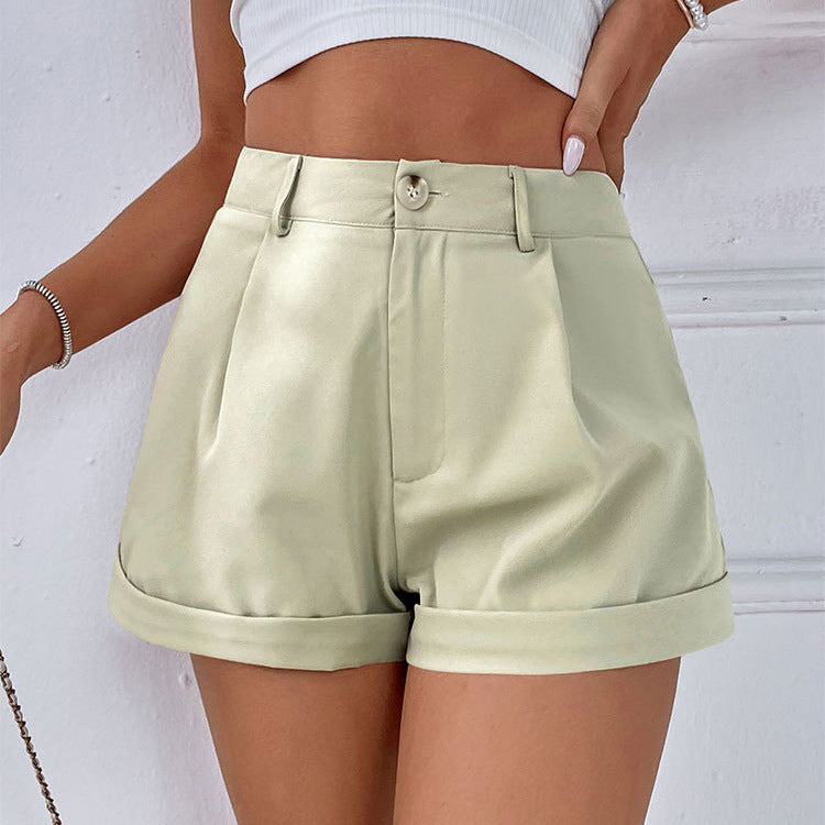 Cream Double Fold Hem Shorts