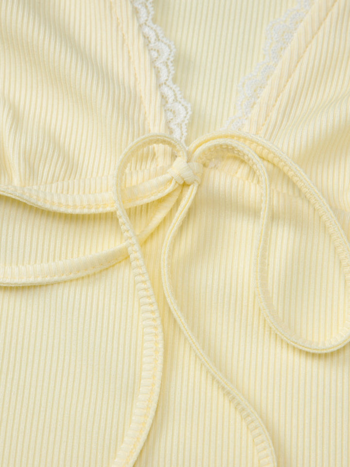 Yellow Sleeveless Lace Detail Tank