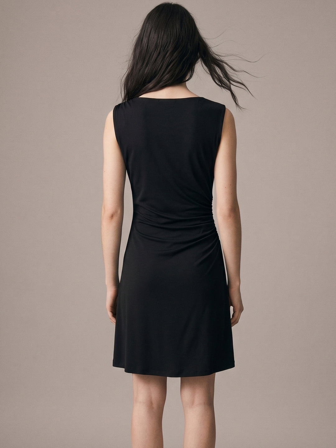 Black Sleeveless Buckle Detail Dress