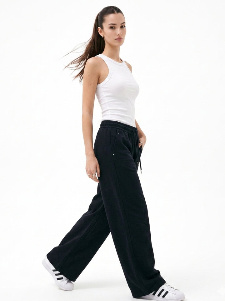 Black Pocket Detail Wide Leg Pant