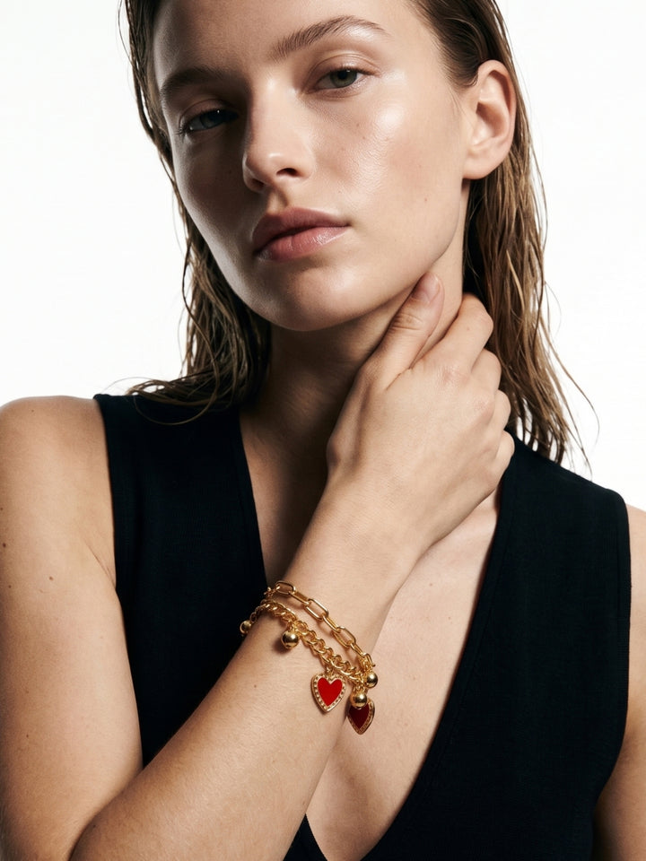 Gold Layered Heart Shaped Bracelets