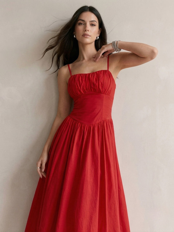 Red Spaghetti Strap Corset Style Dress