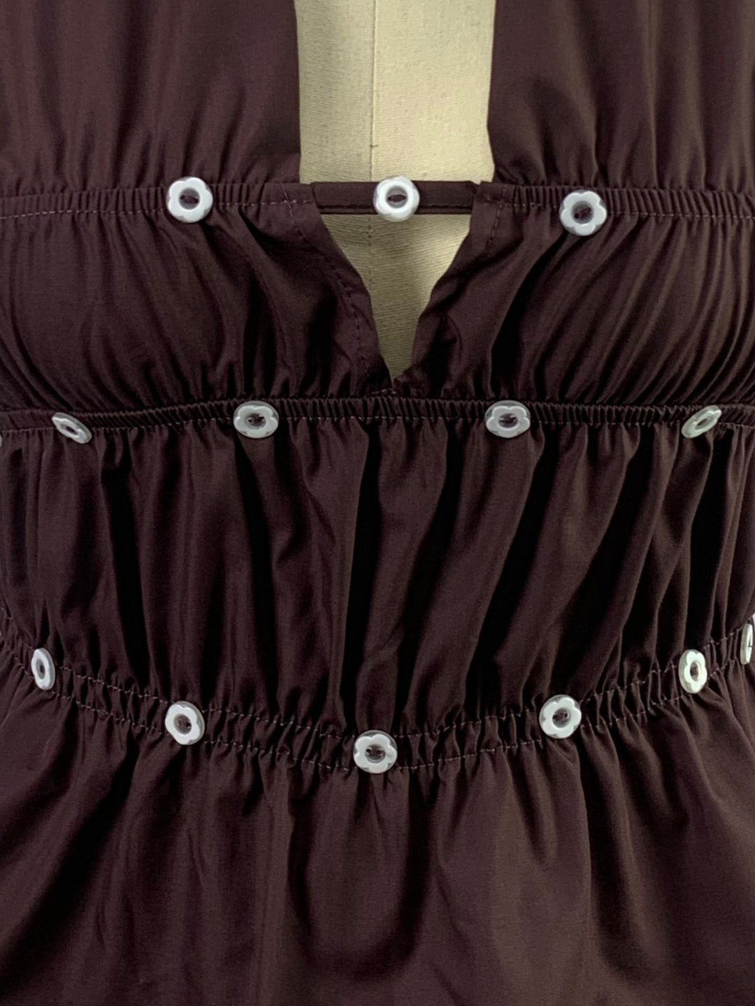 Brown Studded V Neck Halter Top