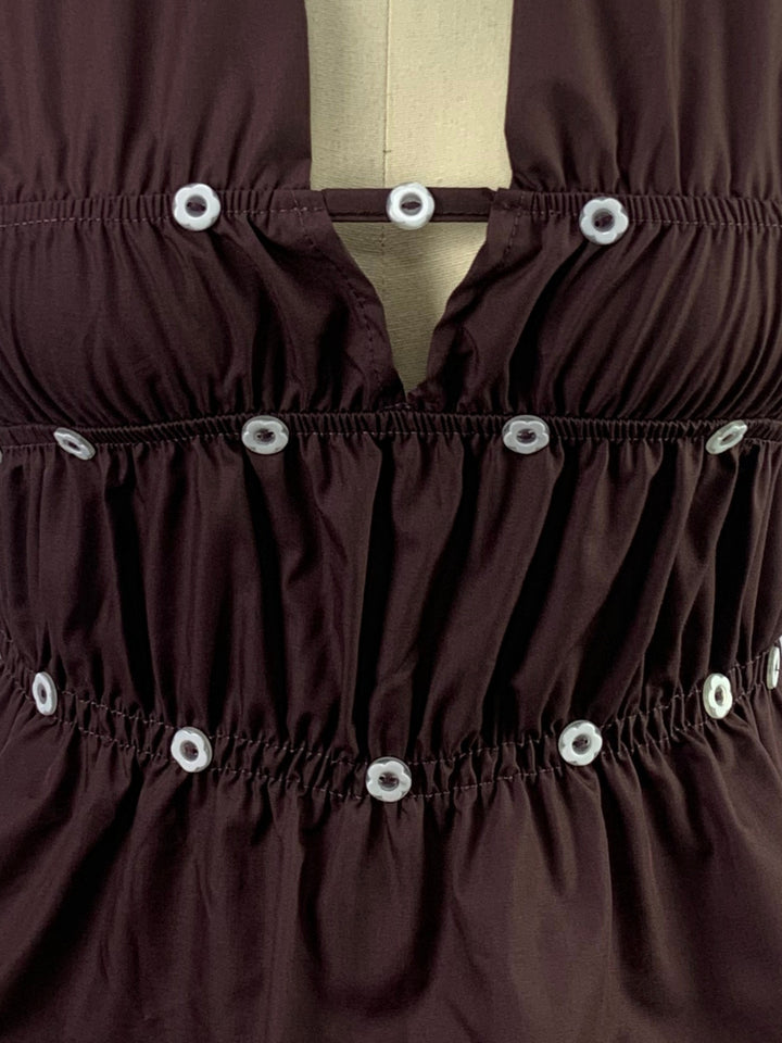 Brown Studded V Neck Halter Top