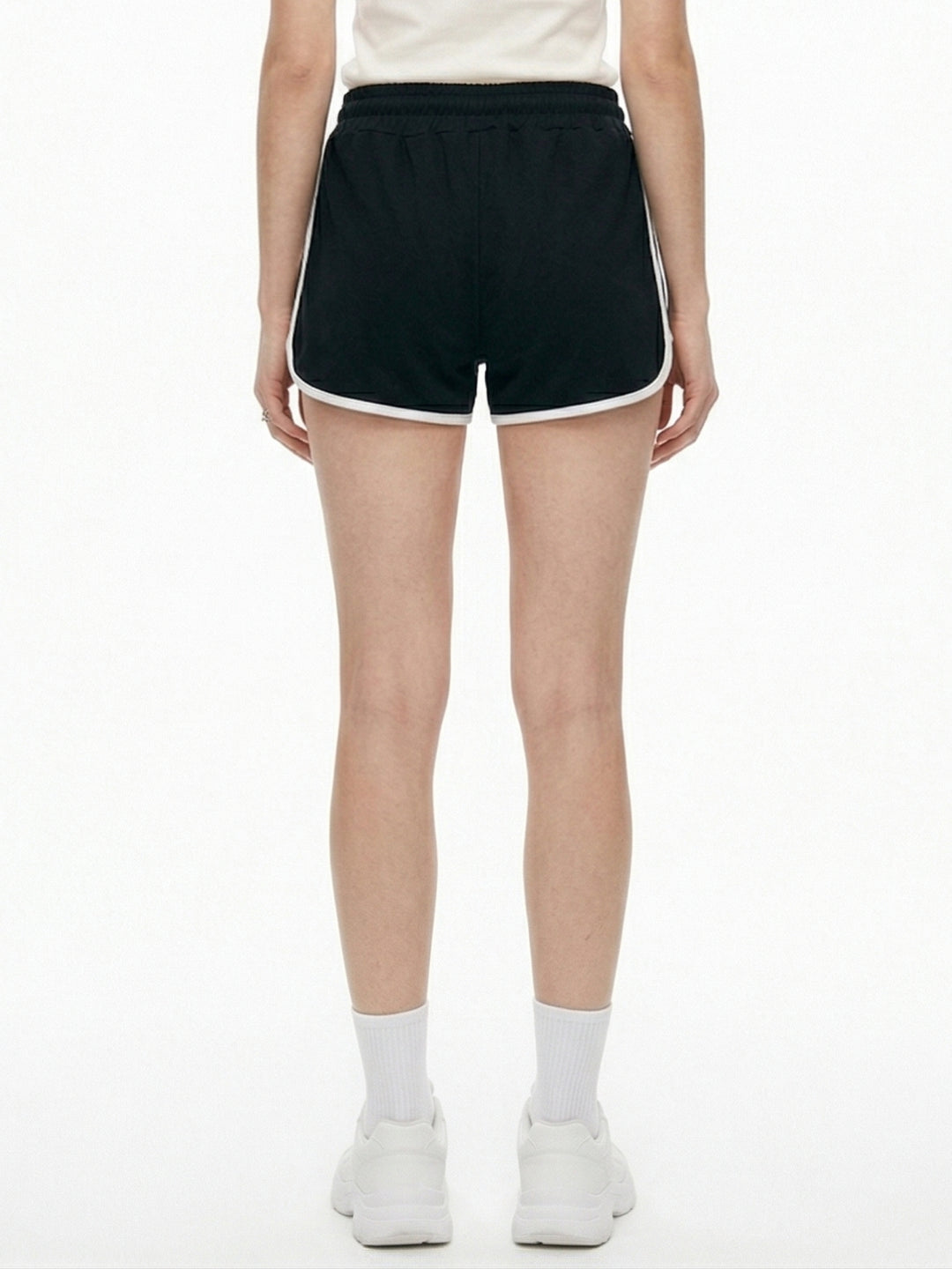 Black Contrast Striped Shorts