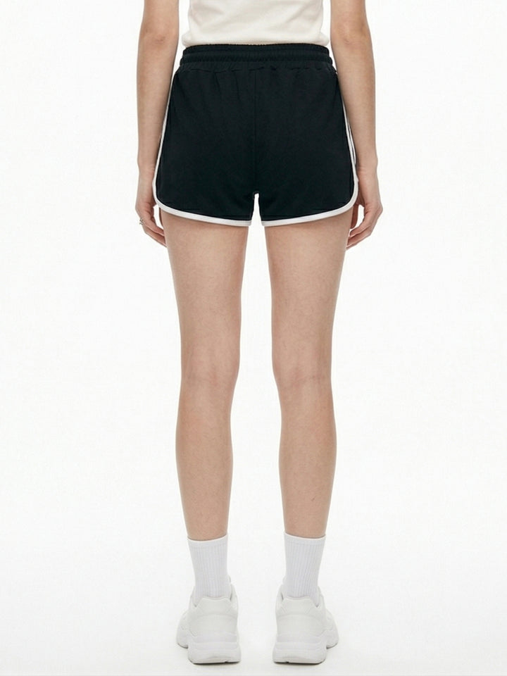 Black Contrast Striped Shorts
