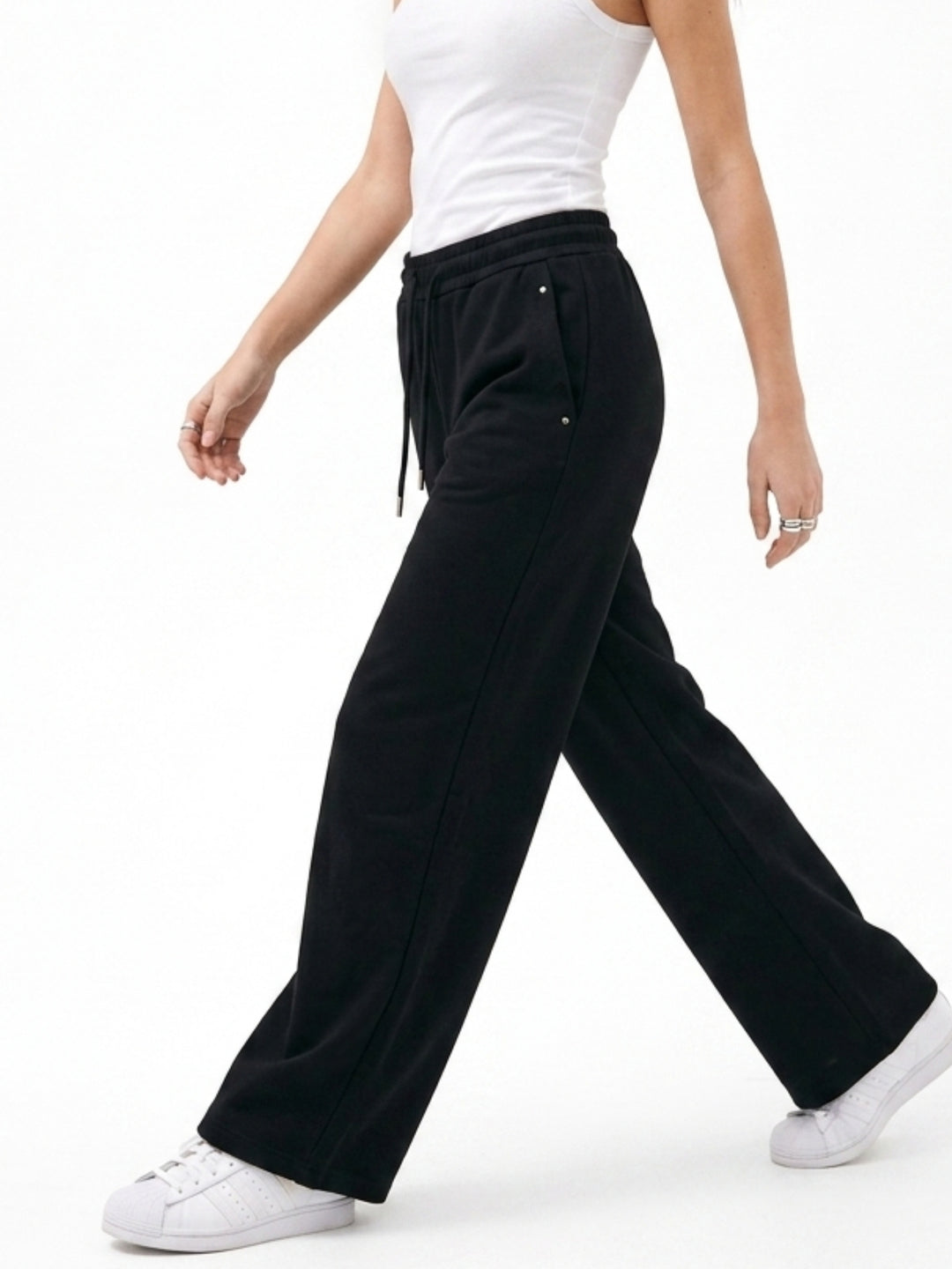 Black Pocket Detail Wide Leg Pant
