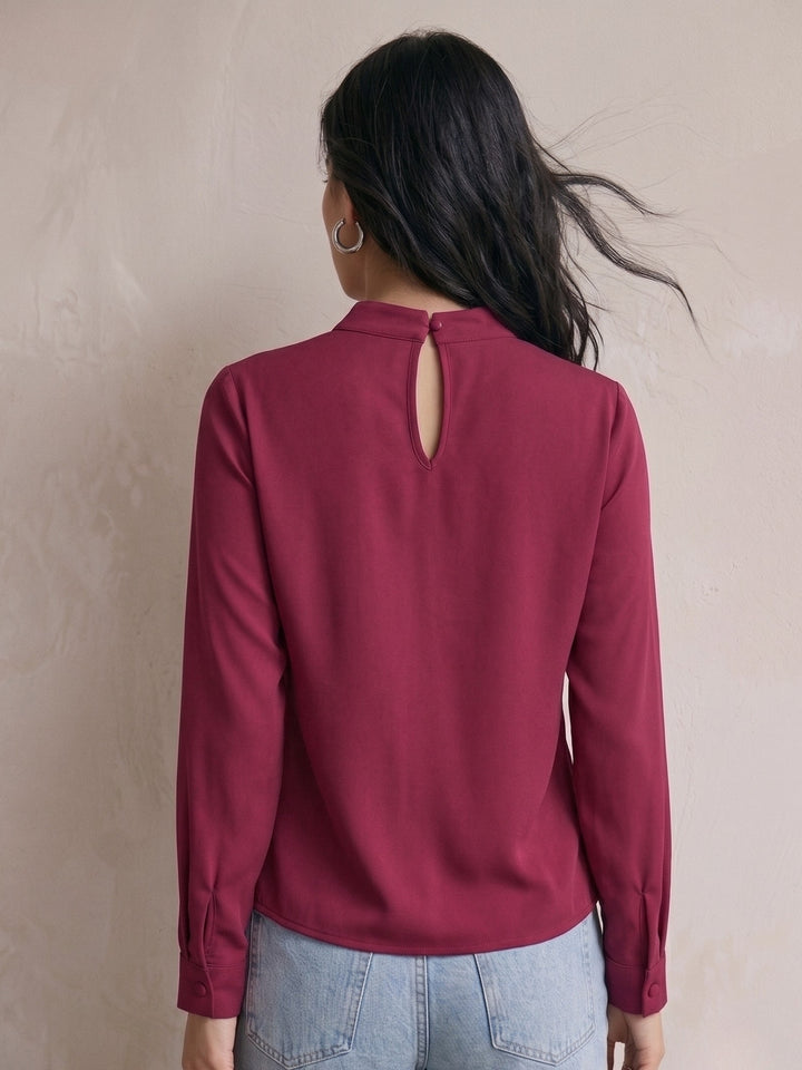 Maroon Neck Wrap V-Neck Top