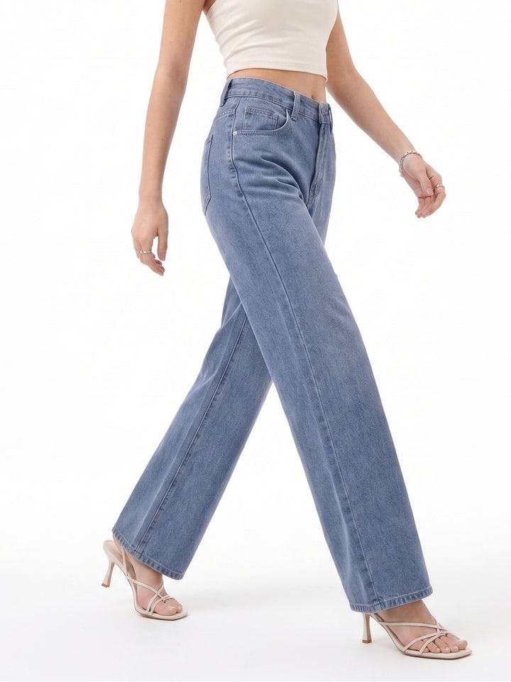 Light Blue High Waist Wide Leg Jeans
