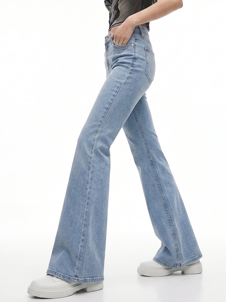 Light Blue High-Rise Flared Denim Jeans