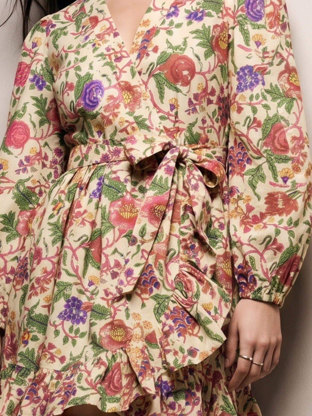 Multi Mini Printed Dress With Frills