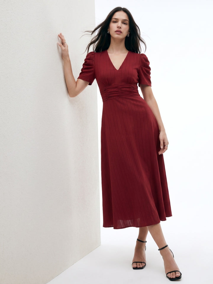 Red Fit And Flare Midi Dress