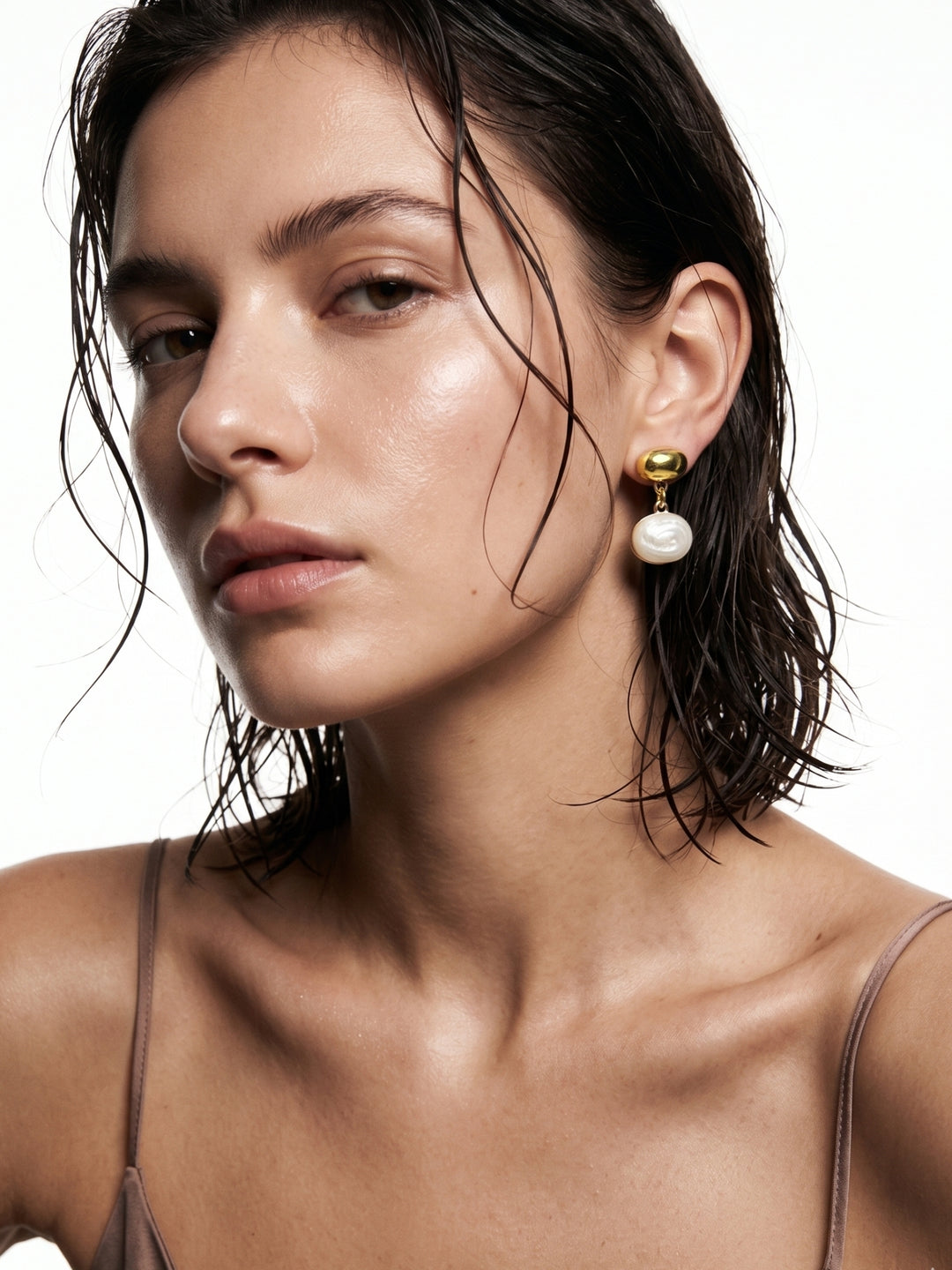 Gold Mable Textured Ball Earrings