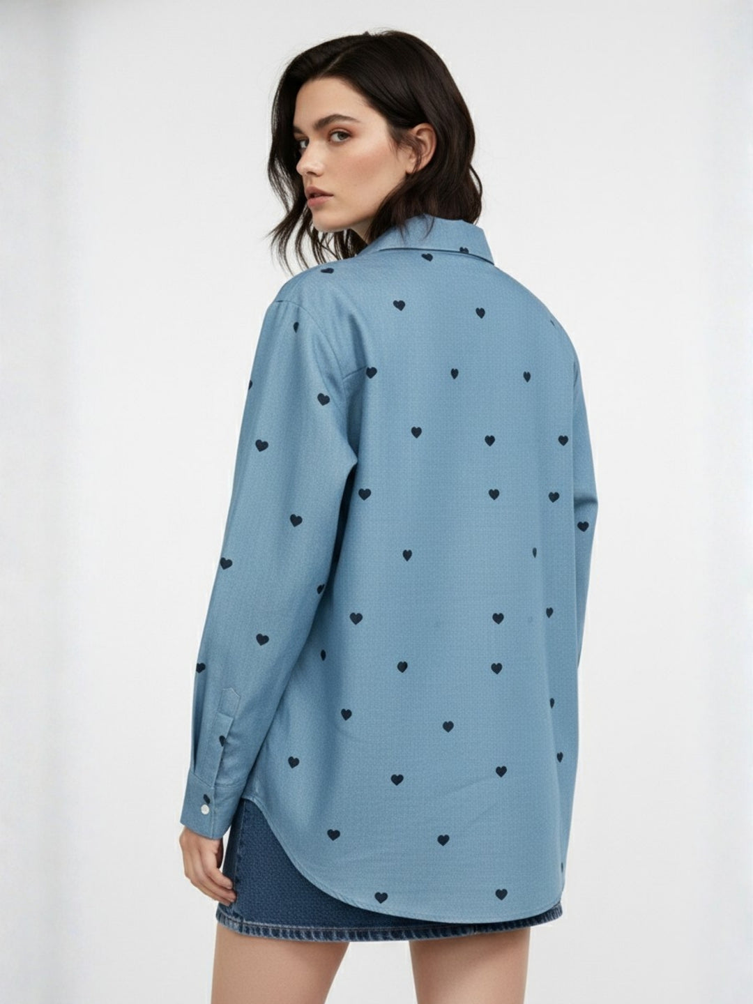 Blue Heart Printed Regular Shirt