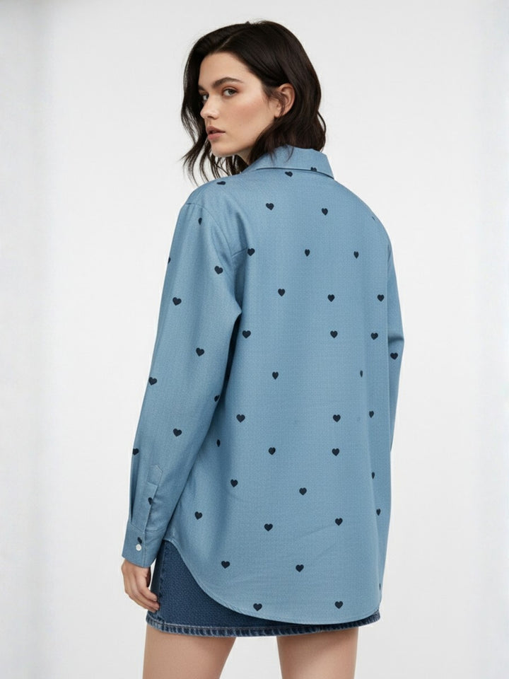 Blue Heart Printed Regular Shirt