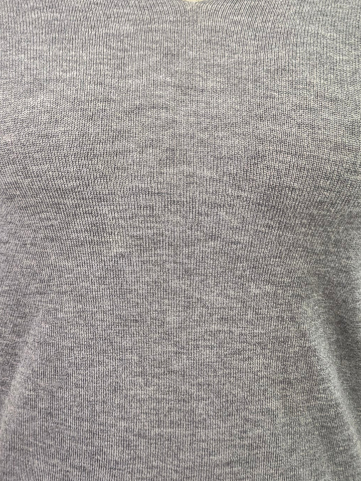 Grey V Notch Neck Fitted Top
