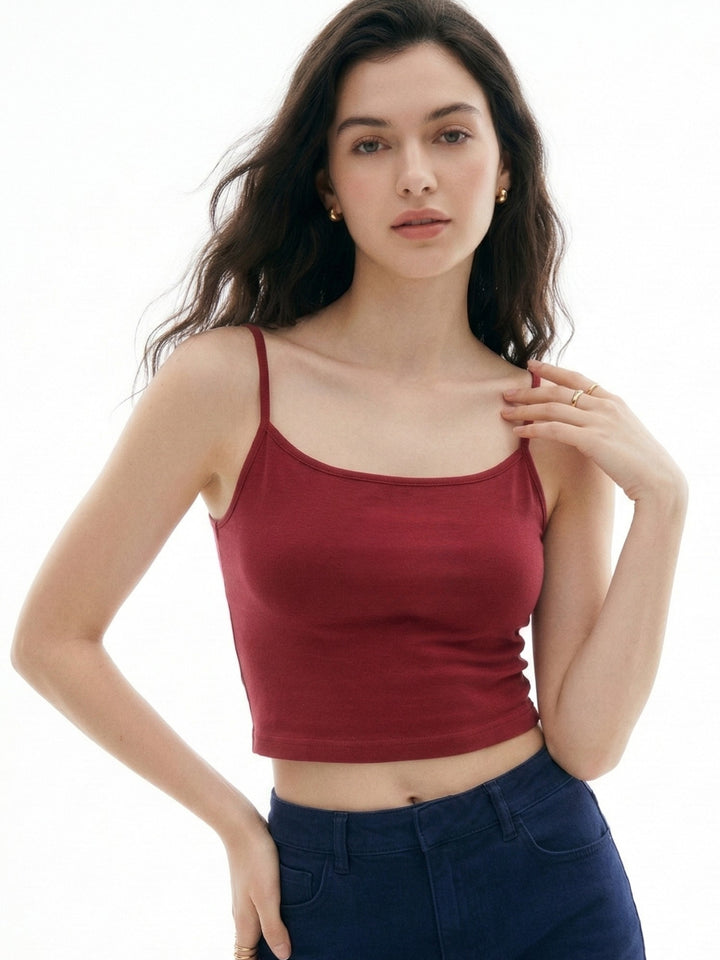 Red Cropped Camisole Top