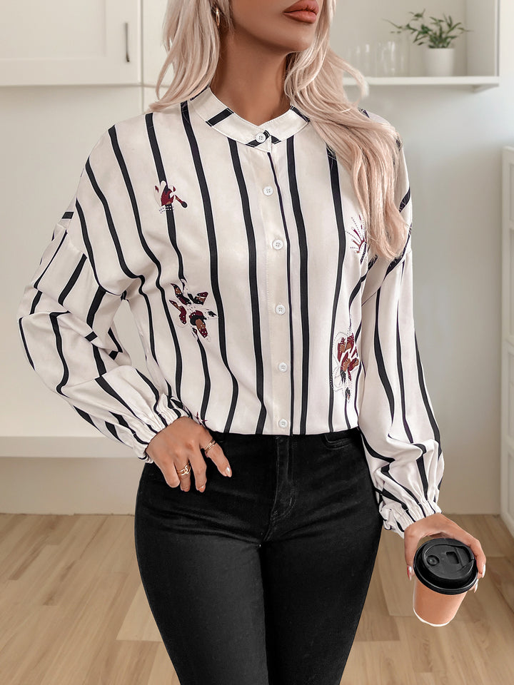 White Striped Collared Shirt