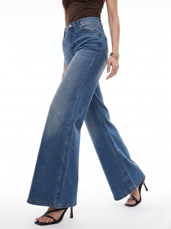Blue High Waist Wide Leg Jeans