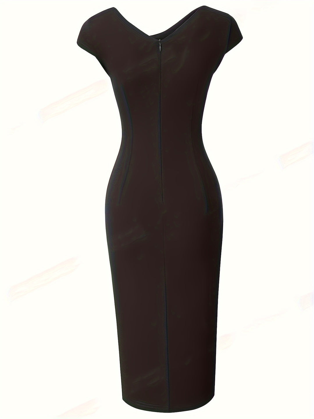 Solid Black Mandarin Collared Bodycon Dress