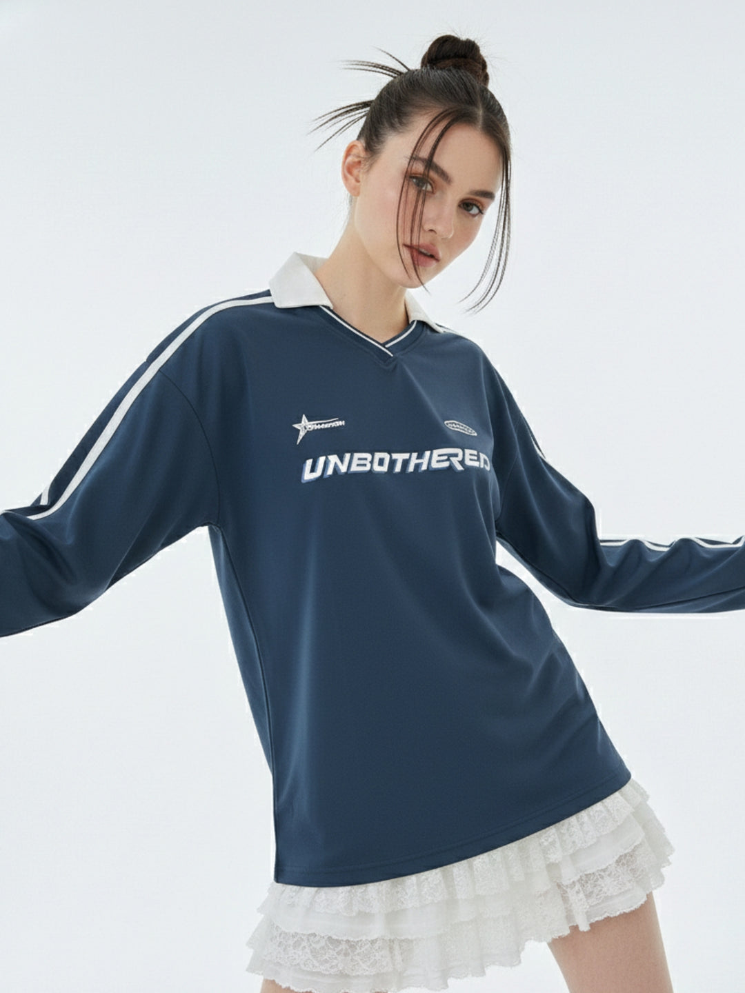 Teal Casual  Crew-Neck T-Shirt Featuring Bold Front Graphics