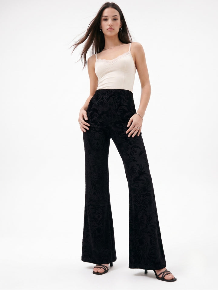 Black Flared Textured Knit Trouser