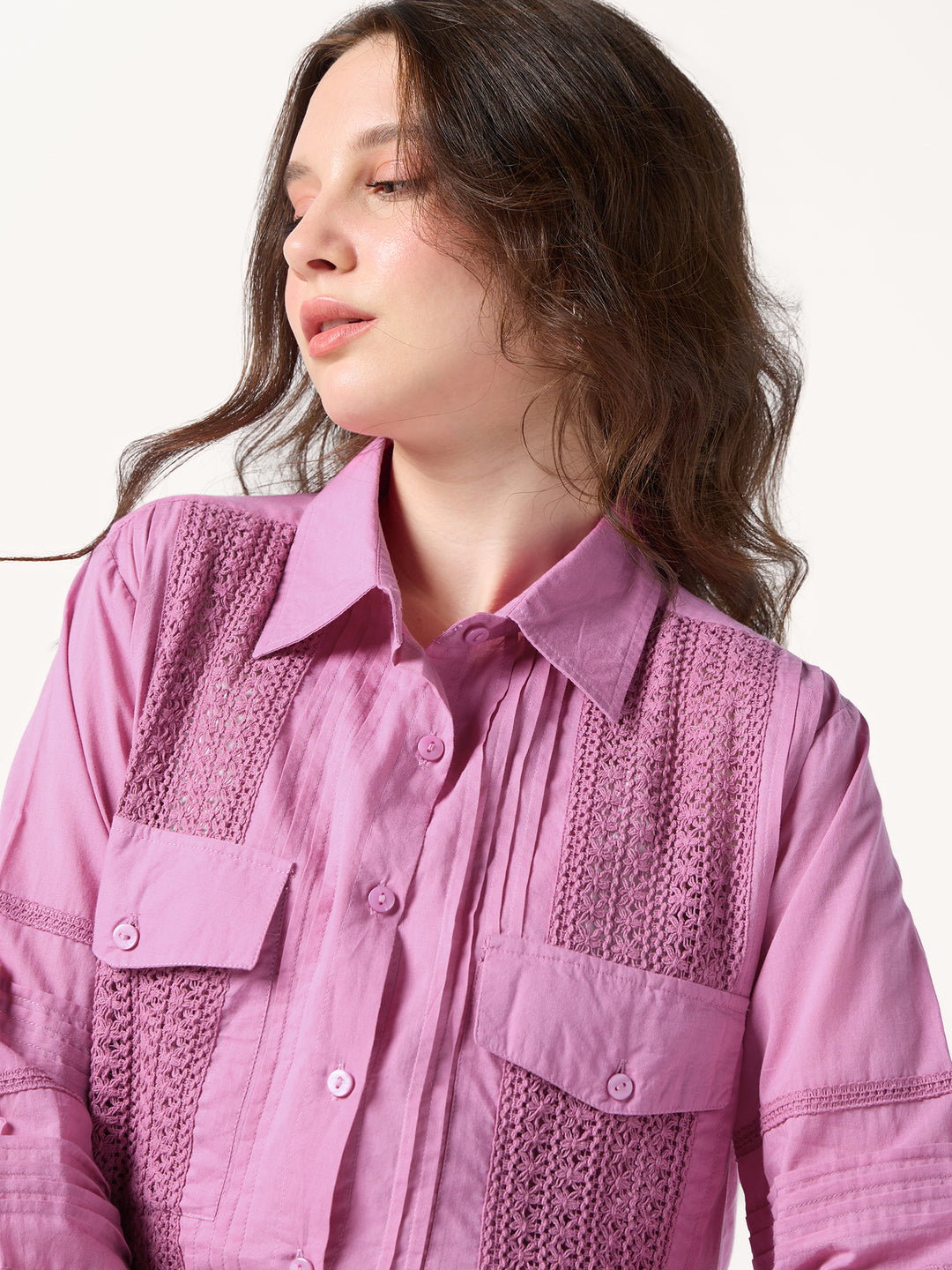 Mauve Delicate Lace With Pintuck Accents
