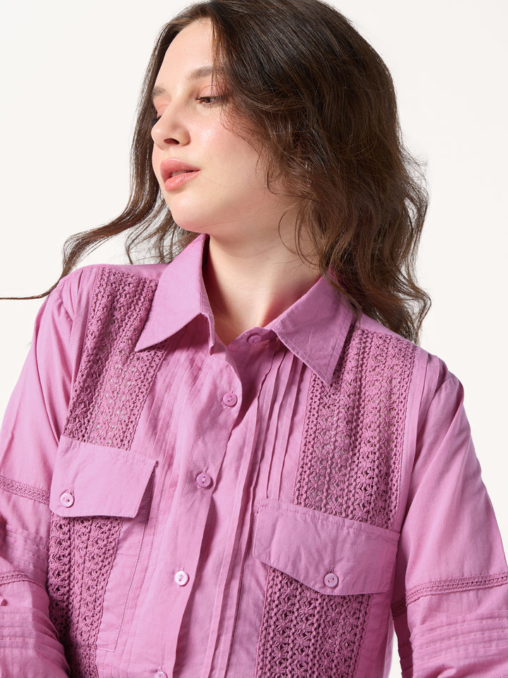 Mauve Delicate Lace With Pintuck Accents