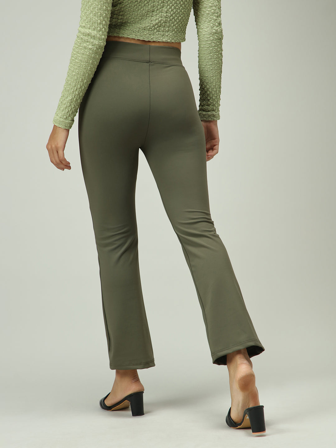 Olive Fitted Flared Leggings