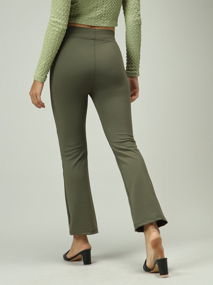Olive Fitted Flared Leggings