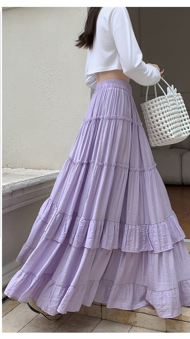 Lilac Textured Layered Ruffled Skirt