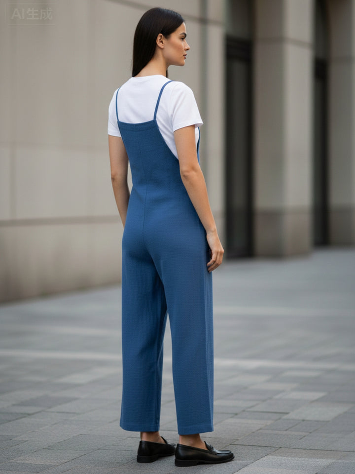 Blue Double Spaghetti Strap Jumpsuits