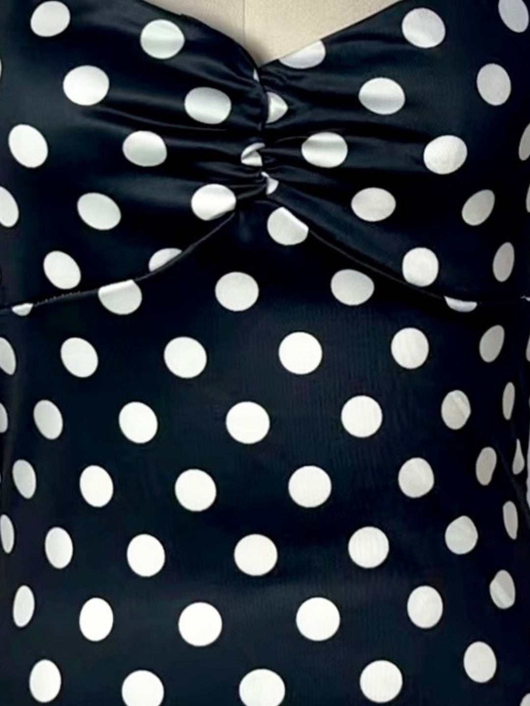 Black Polka Dotted Fitted Halter Tank