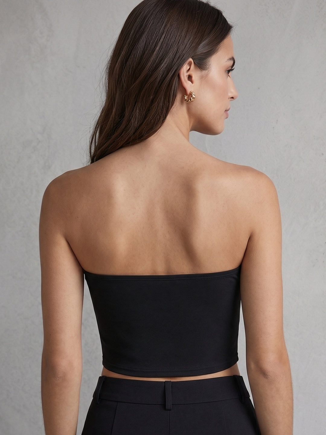 Black Sweetheart Studded Neck Fitted Top