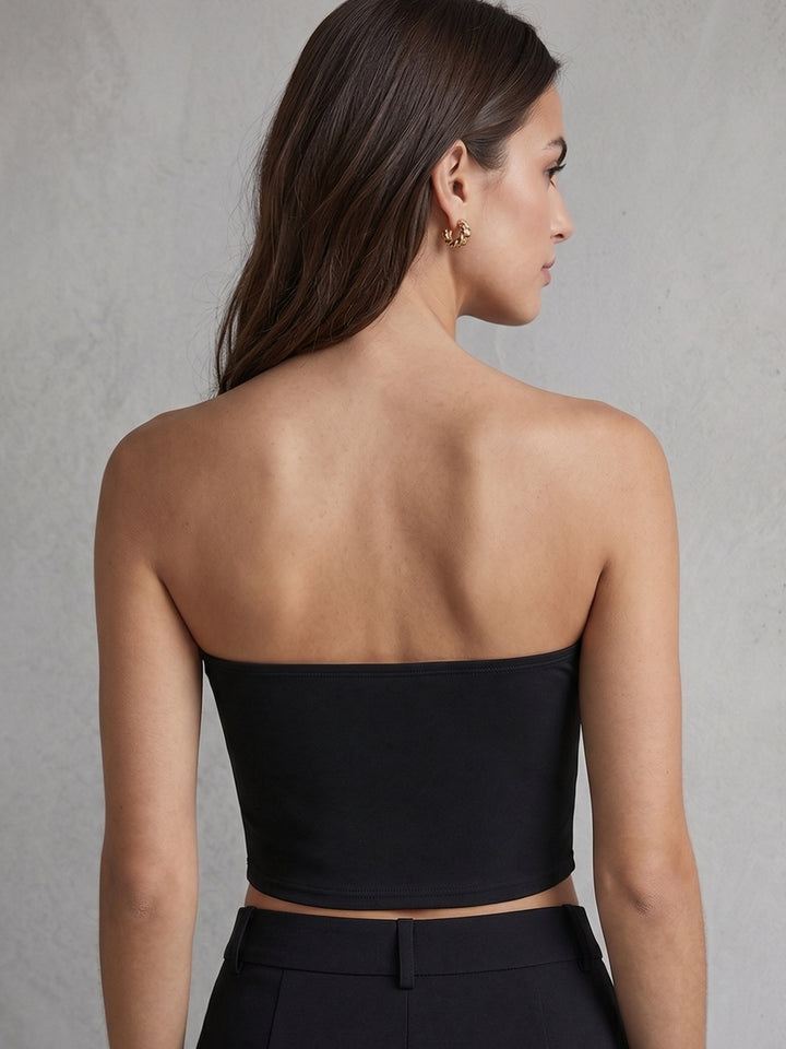 Black Sweetheart Studded Neck Fitted Top