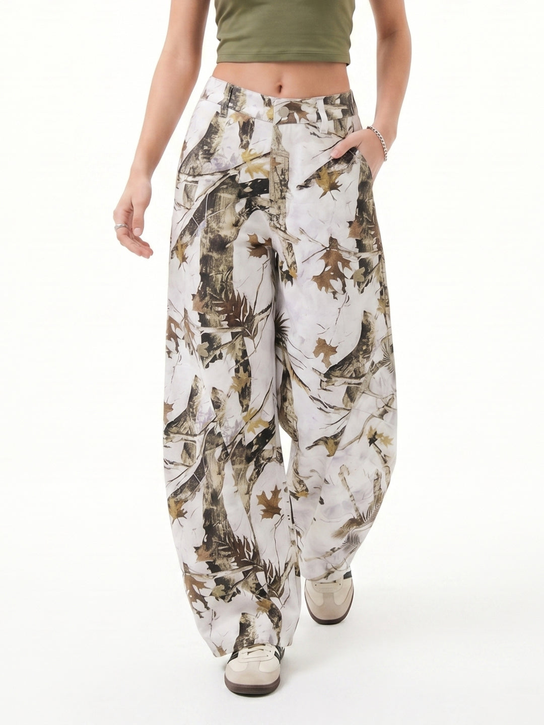 White High Waist Printed Pant