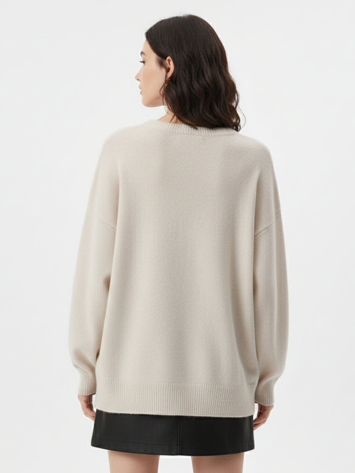 Beige Full Sleeve Bow Detail Sweater