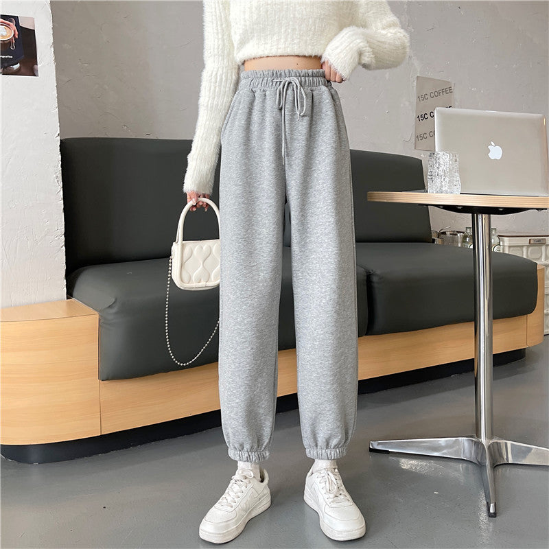 Grey Solid High Waist Jogger