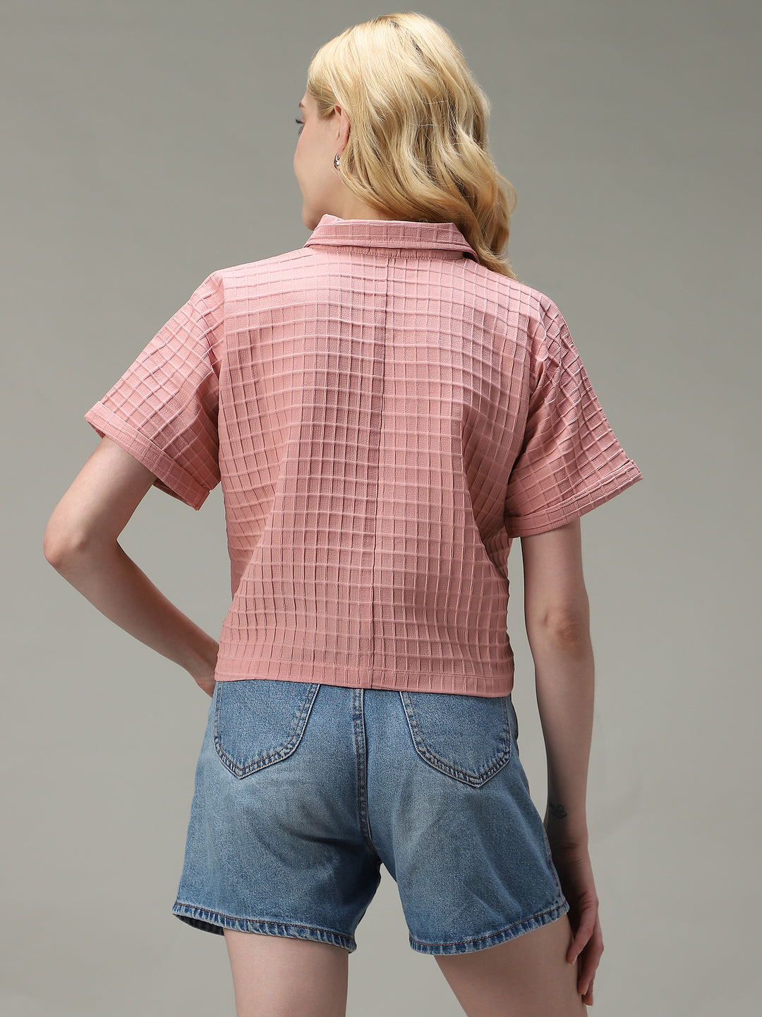 Pink Cropped Flowy Shirt