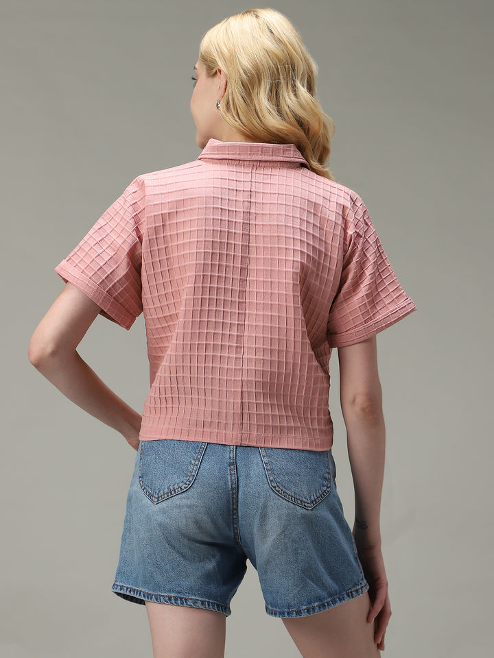 Pink Cropped Flowy Shirt