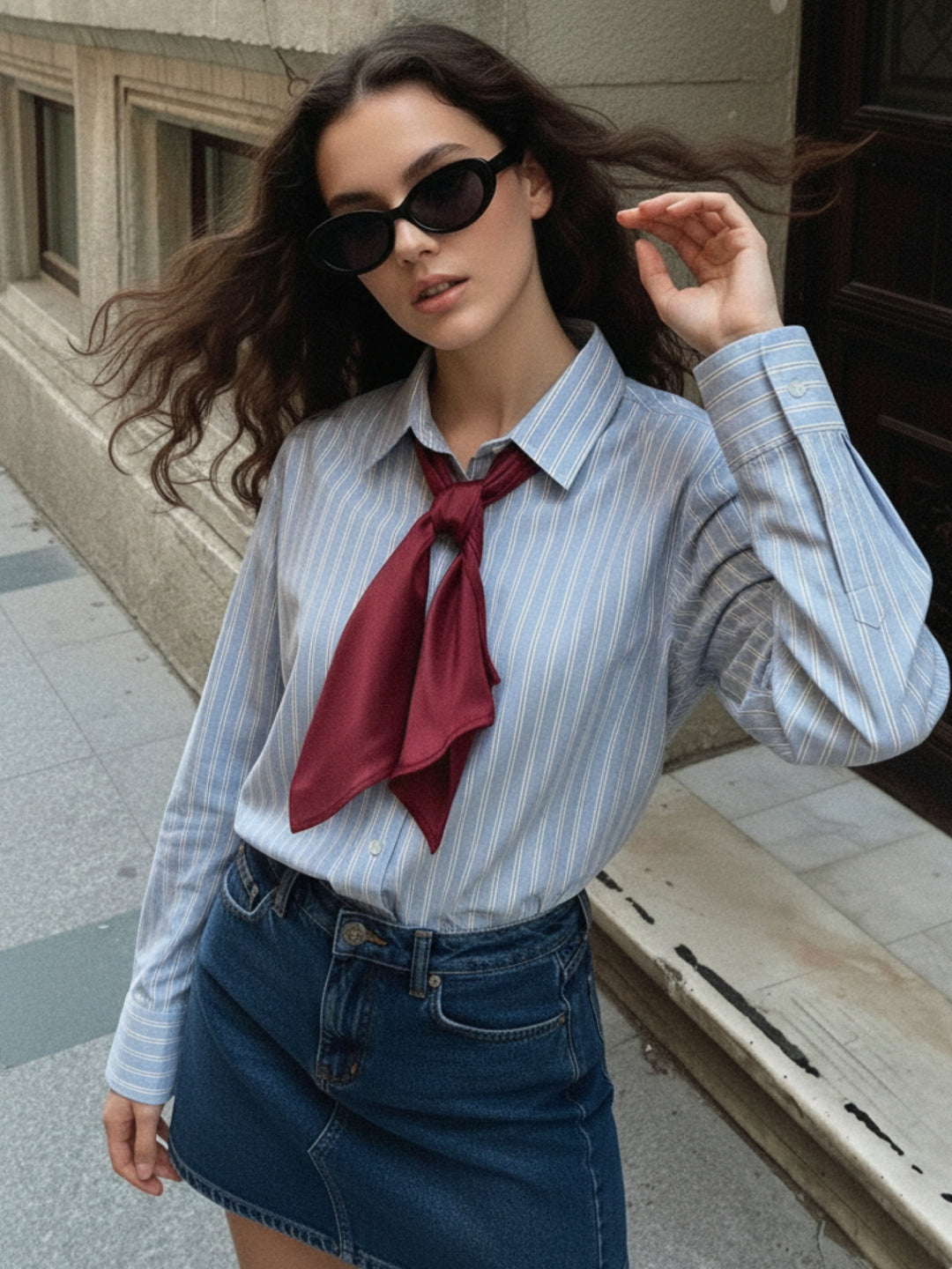 Blue Long Sleeve Stripe Shirt