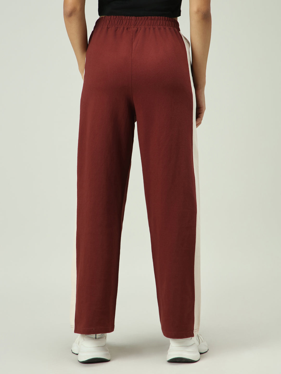 Brown Contrast Striped Sweatpants