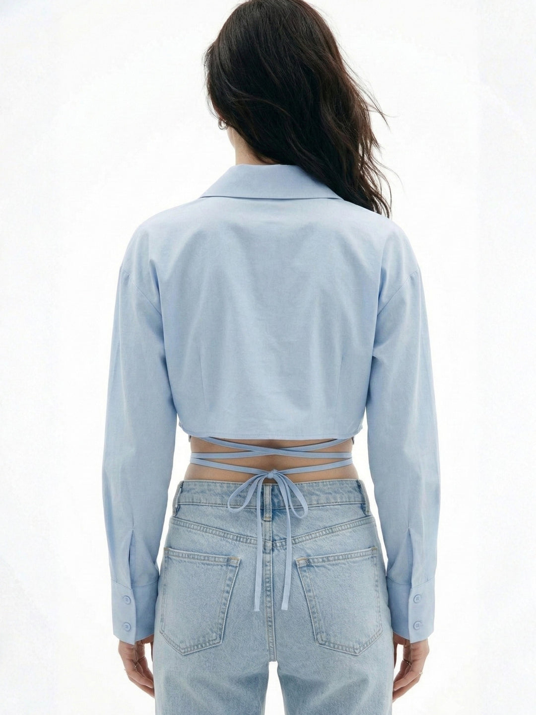 Light Blue Back Tie-Up Collared Shirt